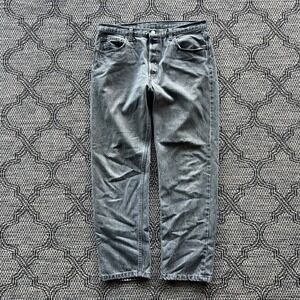Levis 501 Jeans Mens 36x32 Gray Button Fly Straight Leg Faded Denim Charcoal 90s